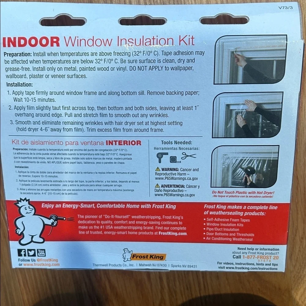 Winterize window installation, shrink kit six individual sheets energy smart new